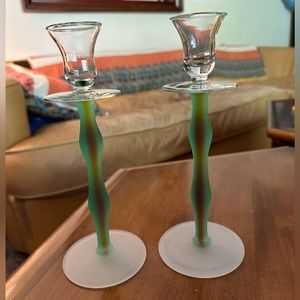 Beautiful frosted glass candlesticks